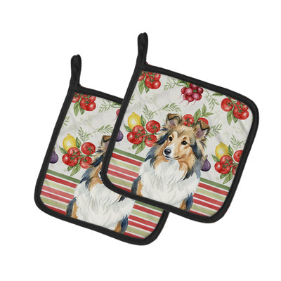 Sable Sheltie Vegetables Pair of Pot Holders