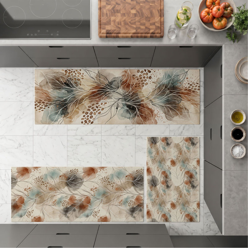 Leaf Pattern Non-Slip Washable Kitchen Mats
