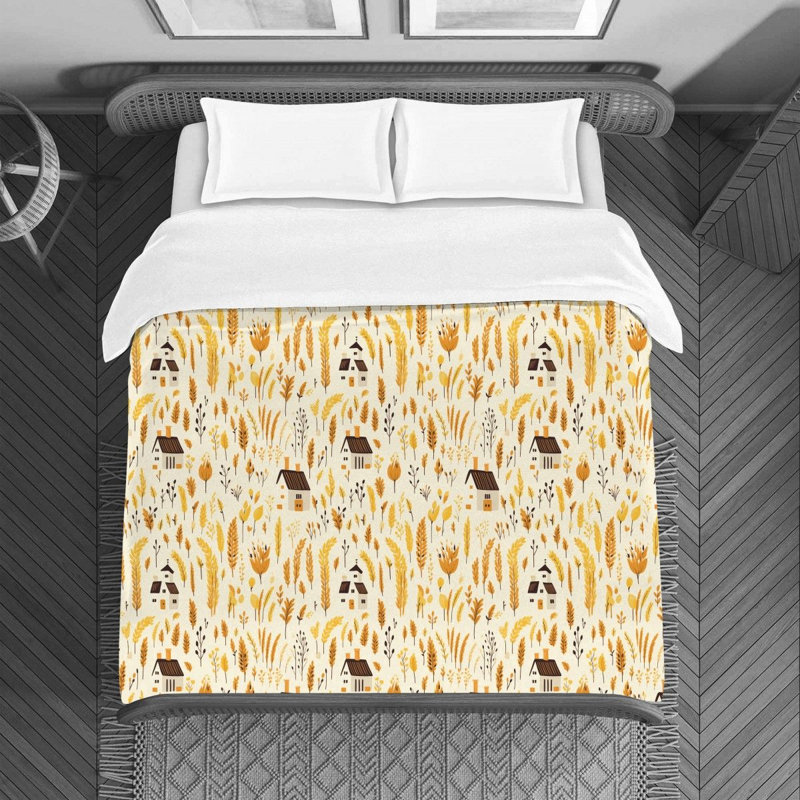  Housse de couette brune / jaune, Housse de couette pour lit simple