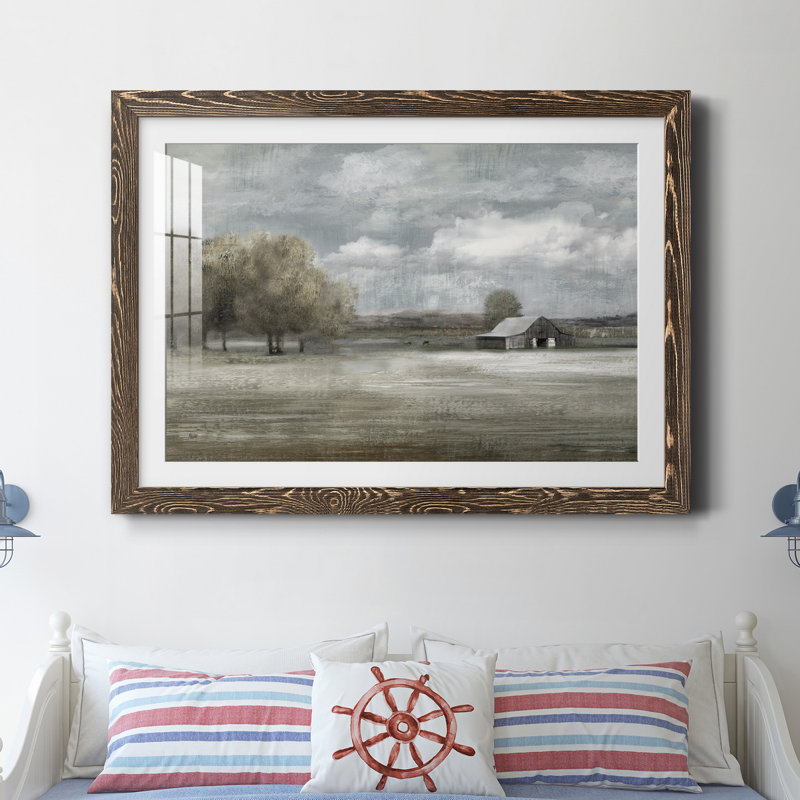 Country Quiet - Reproduction d'art graphique sur papier encadré, H 31,5 po x l 23,5 po x P 1,5 po, Papier, cadre noyer