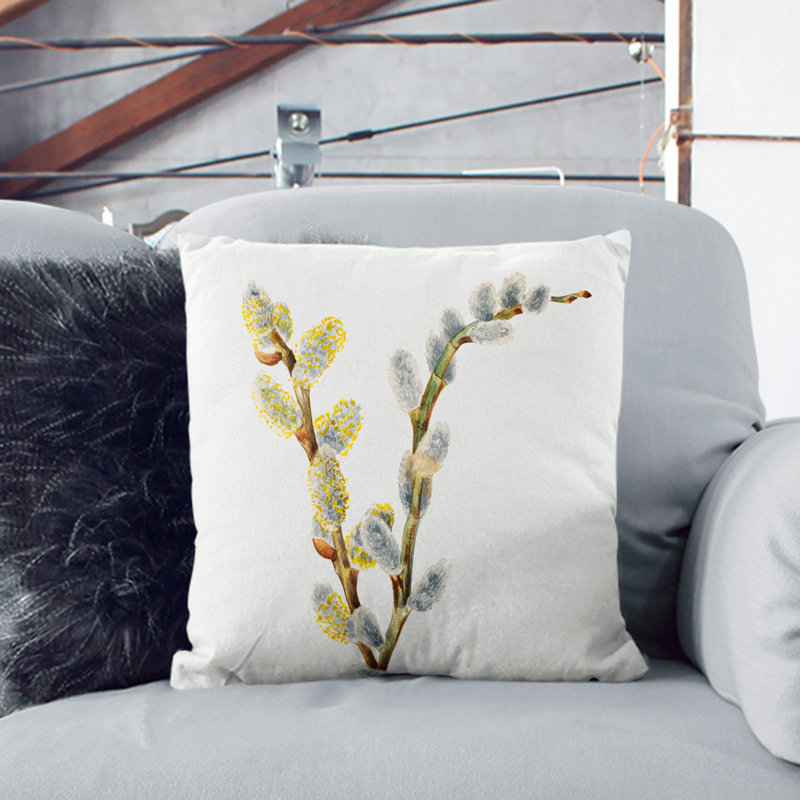 Pussy Willow Square Throw Cushion, Black, 40cm H x 40cm W x 15cm D