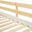 Lit superposé simple au dessus d'un lit simple avec toit, fenêtre, boîte de fenêtre, porte, avec barrières de sécurité et échelle, naturel / blanc 