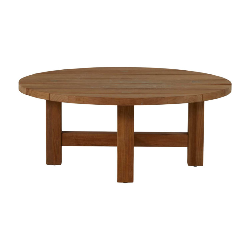 Croquet Solid Wood 4 Legs Coffee Table, Natural Teak