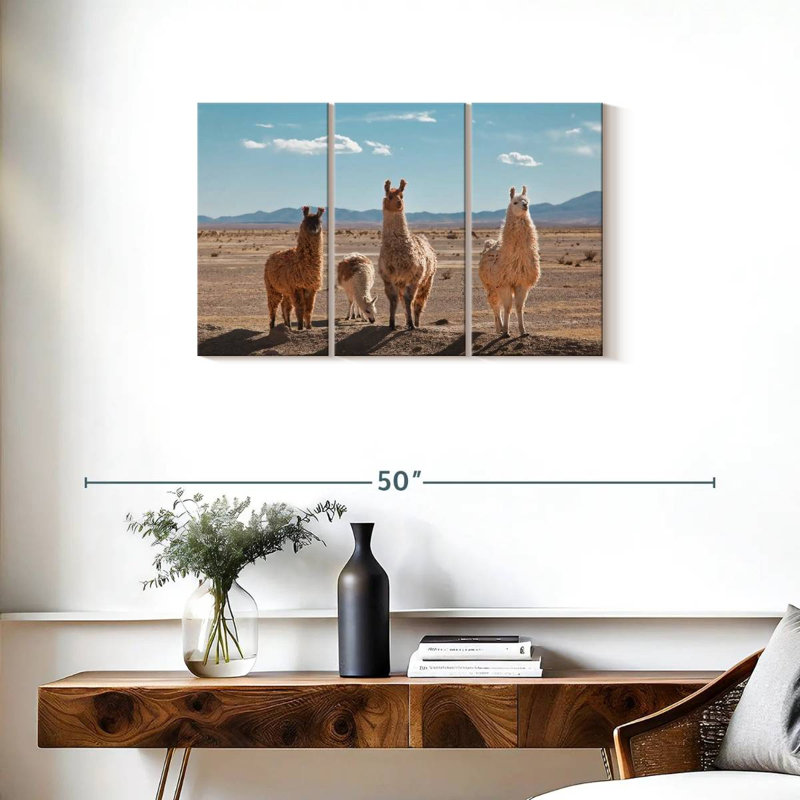 Four Llamas, 20" H x 33" W