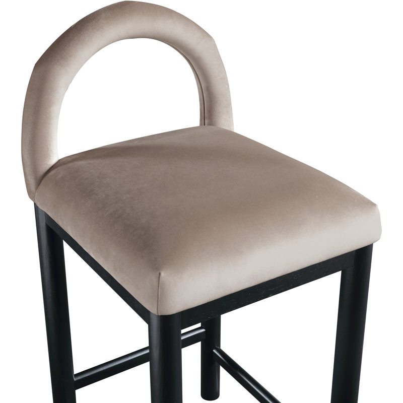 Conrad Letcher Velvet Counter Stool, Taupe Velvet Seat/Black Frame