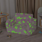 Butterfly Glow In The Dark Toddler Couch, 2-In-1 Toddler Soft Couch Fold Out With Star Pillow, Convertible Attilio To Lounger, 1-Seat