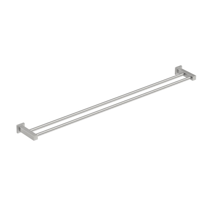 Double Wall Mounted Towel Bar, Brushed Stainless Steel