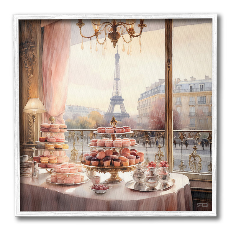 "Cadre photo simple Parisian Desserts City View" par RB sur toile, Giclée encadrée blanc bord de mer, H 17 po x l 17 po