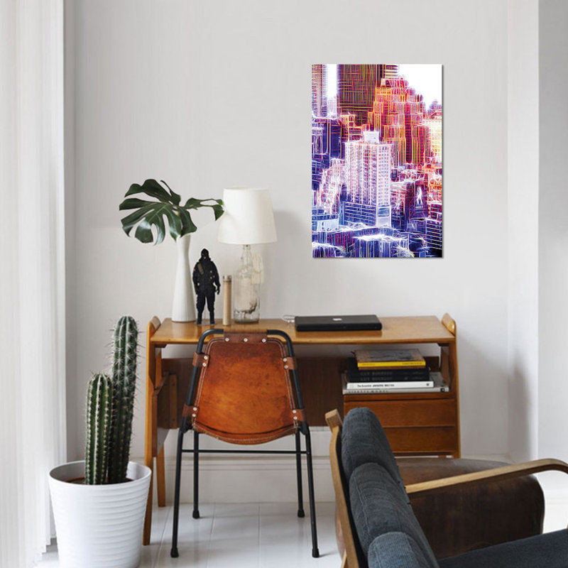 « new yorker », impression sur toile, H 18 po x l 12 po x P 1,5 po, Toile tendue, Pas de tapis