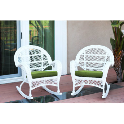 Chaise berçante en osier avec coussins Berchmans