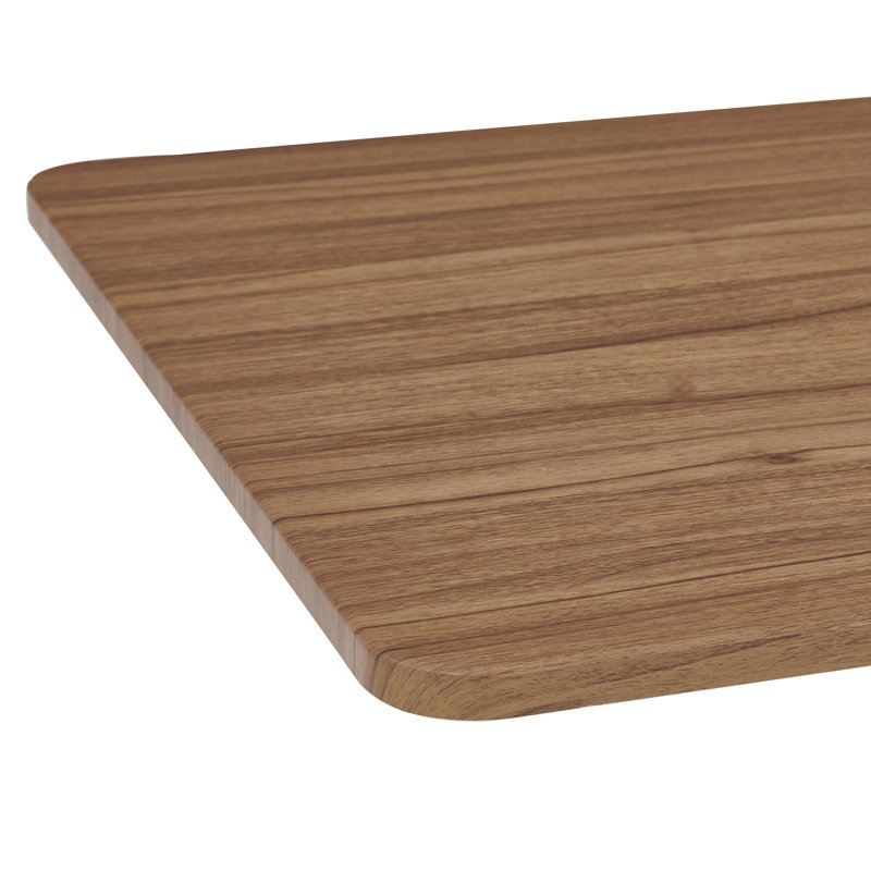 55.1" Brown Wood Grain Rectangular Dining Table With Black Metal Base For Kitchen, Dining Room, Living Room