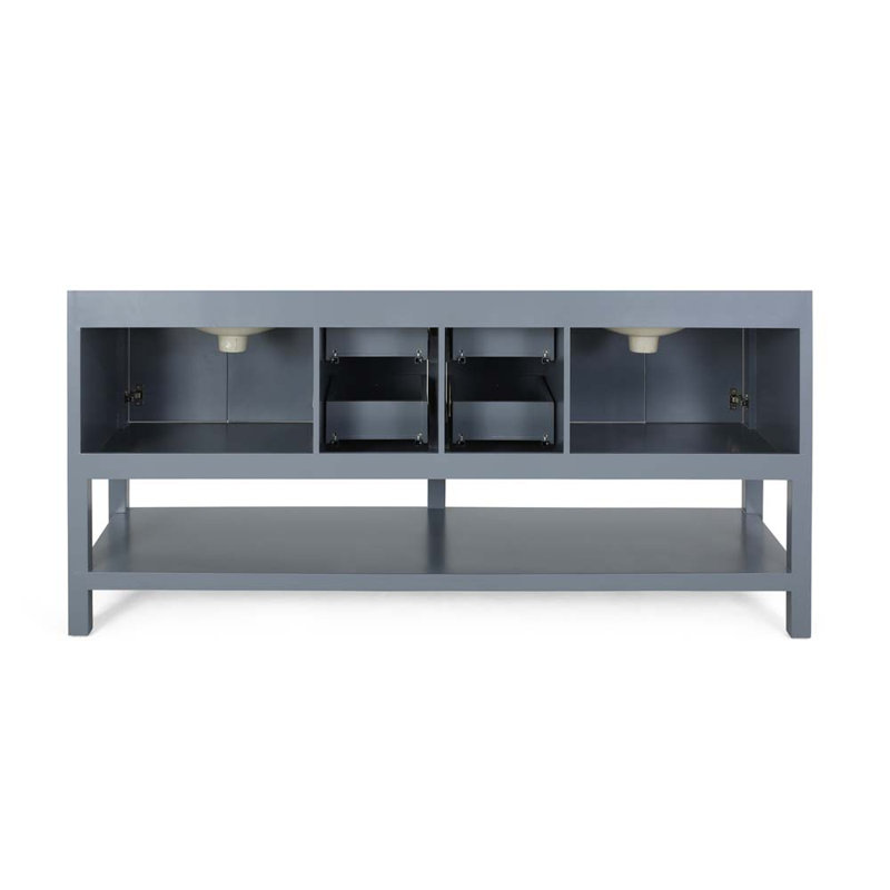 Meuble-lavabo double 73 po avec plateau en marbre Elmaleh, Gris