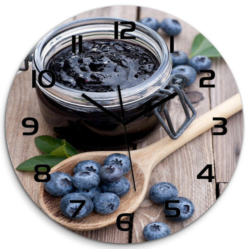Jerrelle Glass Wall Clock, Black/Brown/Blue/Black