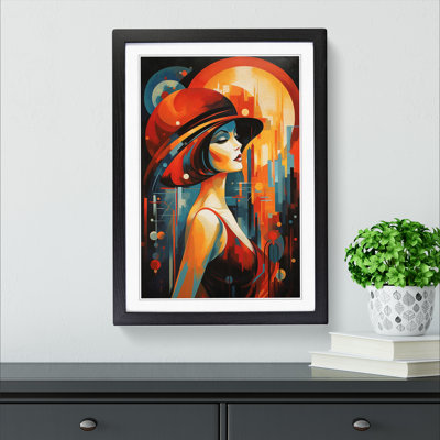 Art Deco Woman Action Painting - Framed Print