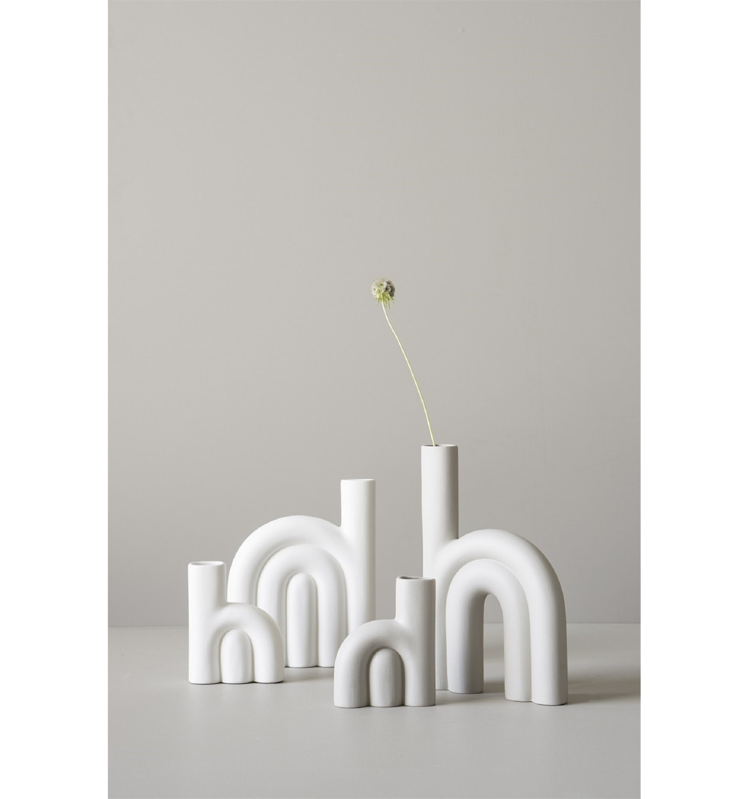Ceramic Table Vase, White, 9.85" H x 7.85" W x 2" D