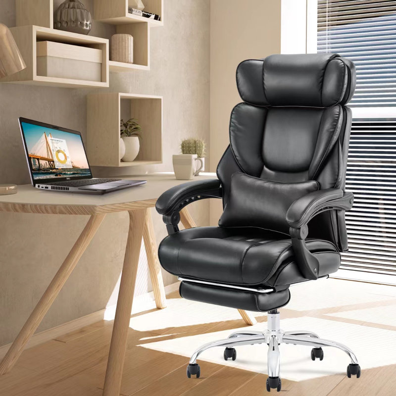 Office Chair Reclining Chair Ergonomic High Back Design Executive Computer Desk Chair with Footrest, Black