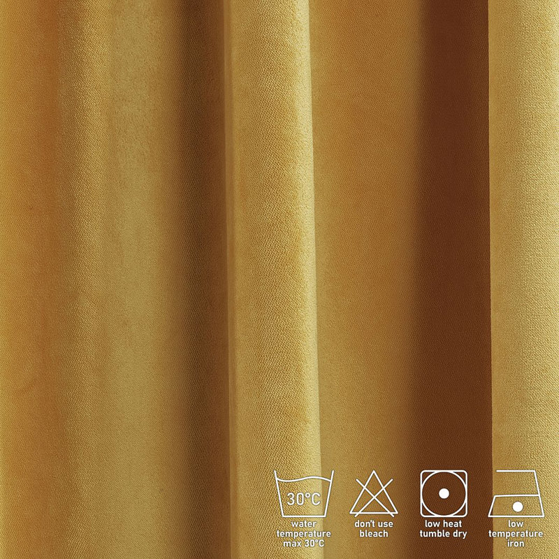 Soft Touch Velvet Kitchen Valance, Mustard Yellow, 60 W x 60 D cm