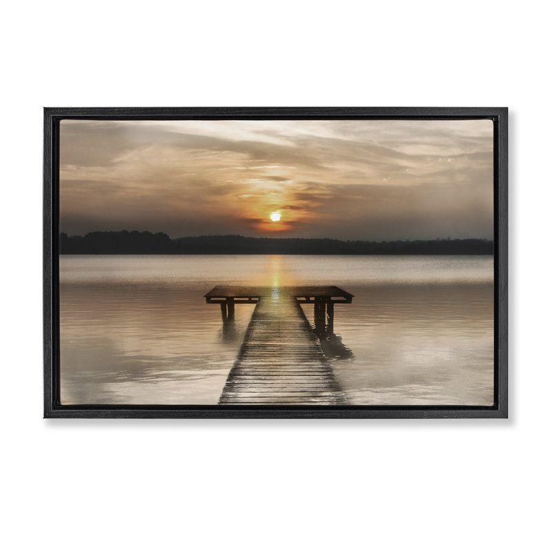 Cadre flottant Centric Reflection Sunrise, design par Irene Weisz, H 21 po x l 31 po, Cadre flottant noir de jais