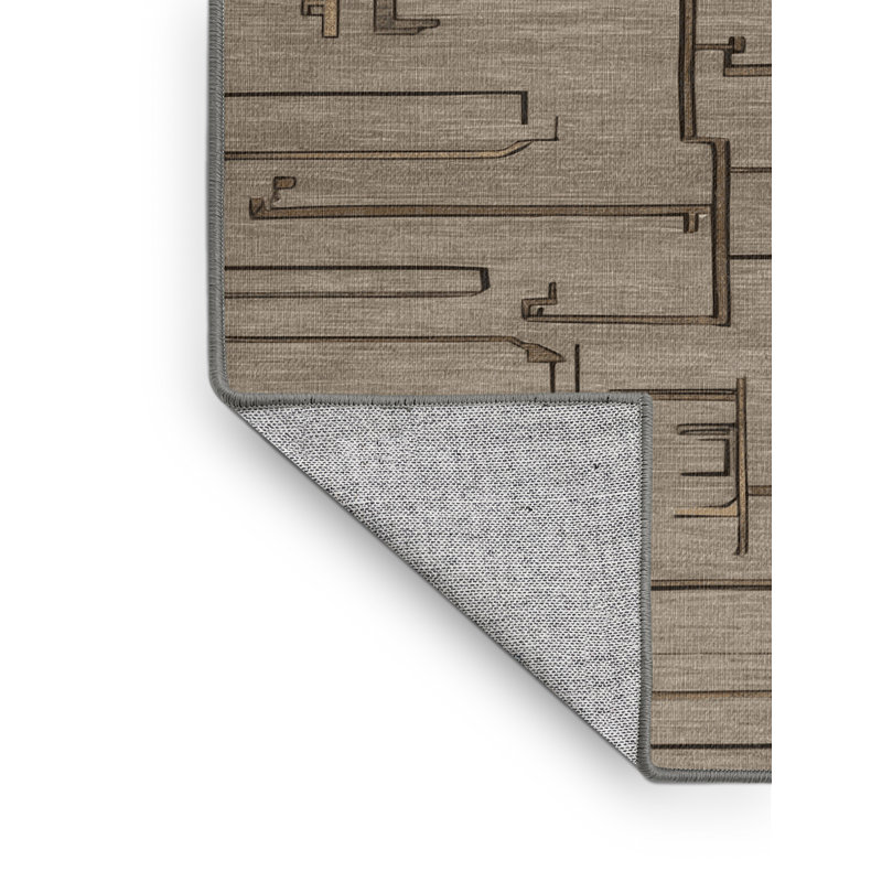 Tapis gris art déco lavable à la machine, Rectangulaire 3 pi x 5 pi