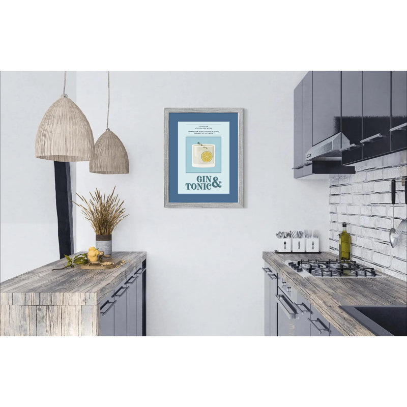 Gin and Tonic Art Print – Retro Pastel Bar Decor - A4, 42 cm H x 30 cm W
