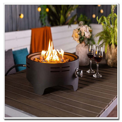 15" Propane Tabletop Gas Fire, 40000 BTU Round Steel Fire Pit for Outdoor living room Garden Balcony
