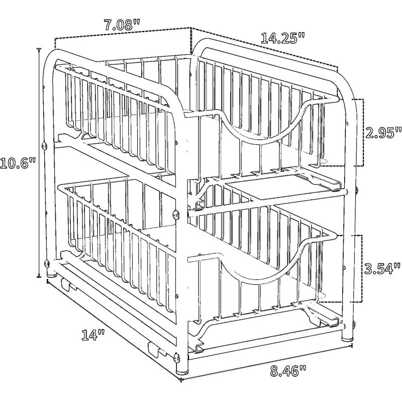 Organisateur sous l'évier, tiroir à panier coulissant empilable à 2 niveaux pour le rangement des armoires de cuisine et de salle de bain, support à mailles réglable avec glissières lisses