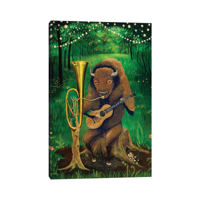 One Man Bison Band - Wrapped Canvas Painting