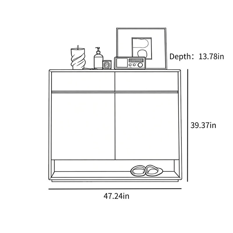Petite armoire à chaussures de style japonais, H 39,37 po x l 47,24 po x P 13,78 po