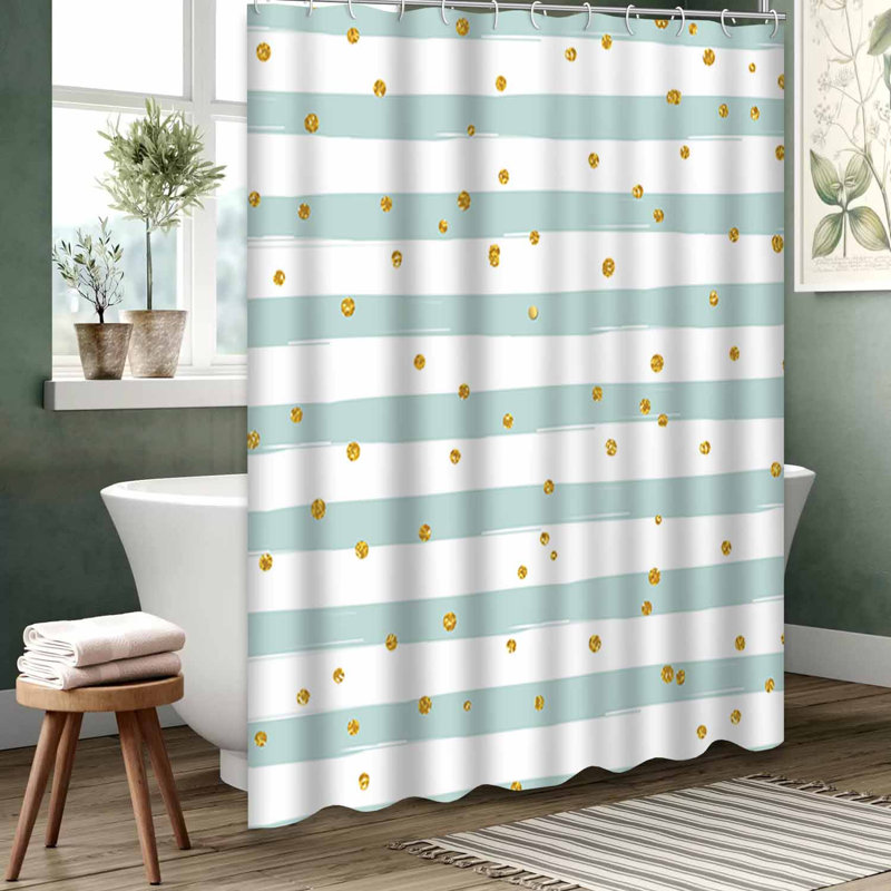 Rideau de douche imperméable doré, rideaux de douche pour la salle de bain avec 12 crochets, 72" L x 84" W