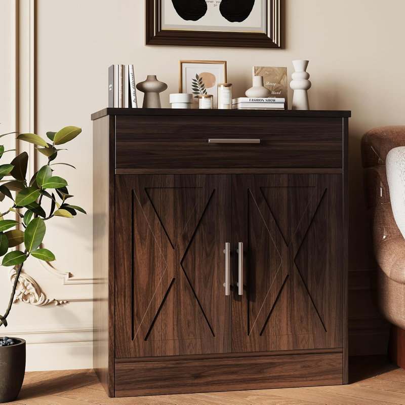 Buffet avec rangement, armoire de rangement moderne avec 1 tiroir et 2 portes, table basse en bois pour la cuisine et la salle à manger