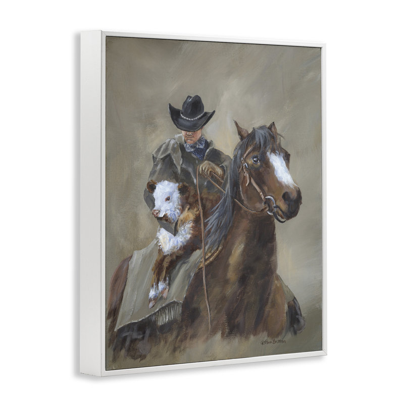 Ranch Cowboy & Western Horse, art de la giclée blanche encadrée par Pam Britton, H 30 po x l 24 po x P 1,5 po