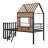 Metal  Loft Bed With Roofwindowguardrailladder