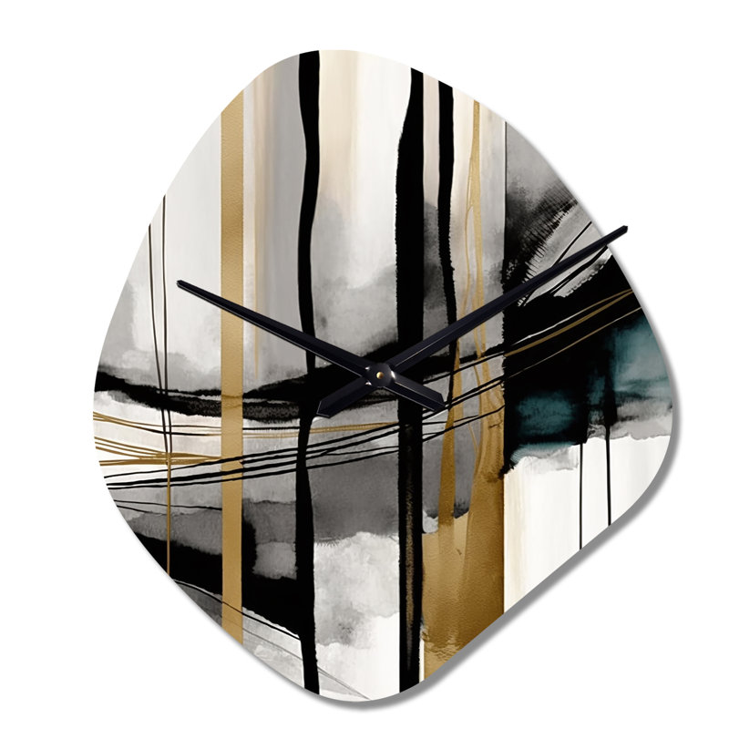 Abstrait transitionnel moderne, formes II - horloge murale à forme unique en métal abstrait, Petit
