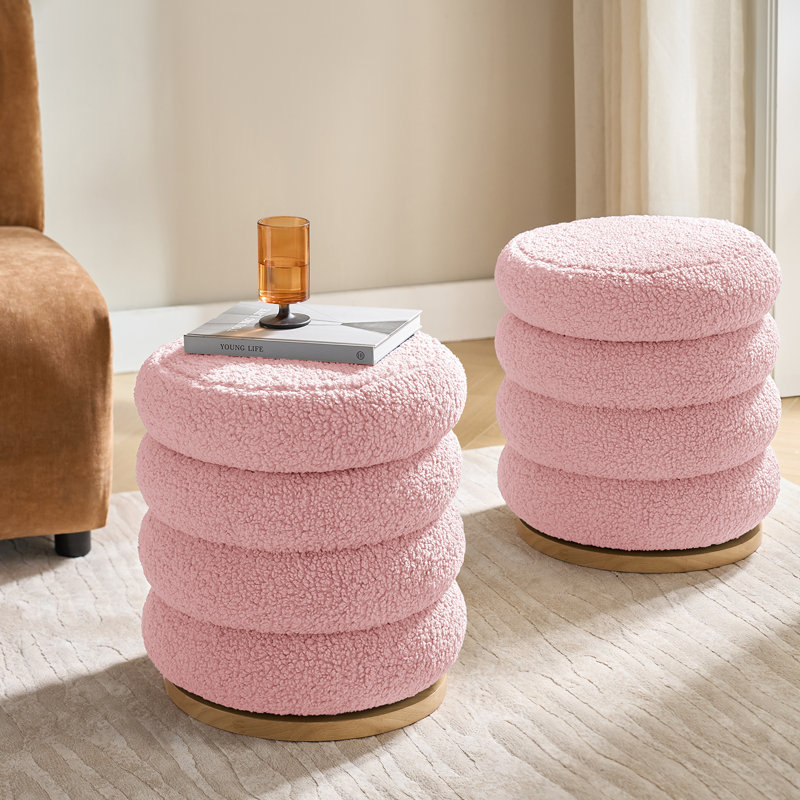 Repose-pieds rond pivotant avec rangement 360 ° Rosa, Rose