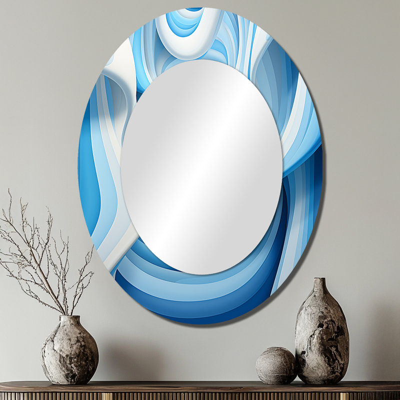 Miroir mural Op Art Blue Focus III, 40 po x 30 po