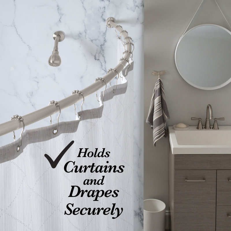 Stainless Steel Adjustable Curved Shower Curtain Rod, 42" to 72"