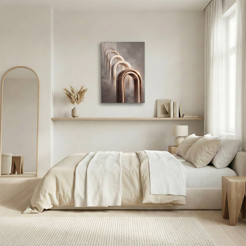 Art sur toile concentrique bronze Arches In Misty Fog, H 30 po x l 20 po