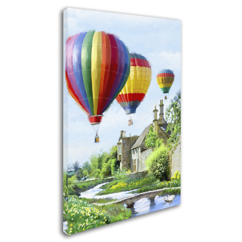 « hot air balloons », reproduction sur toile, H 19 po x l 12 po x P 2 po