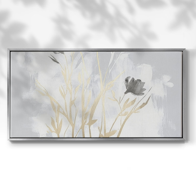 Botanical Series-CECLV- Toile tendue avec châssis tendue, prête à être accrochée, Argent argent, H 21 po x l 41 po