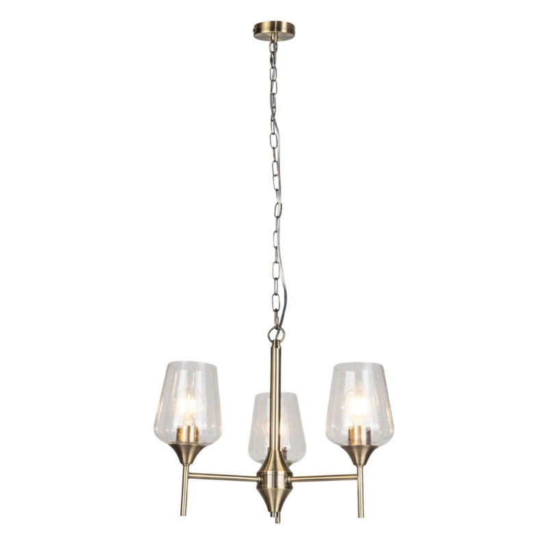 Atifah 3 - Light Shaded Chandelier, Antique Brass, 3, 38cm H x 50cm W