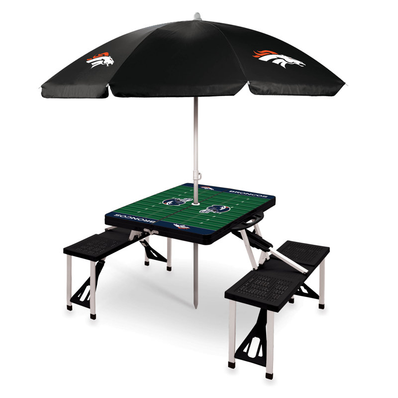 NFL Patio Dining Set with Rectangular Table, Denver Broncos, Black