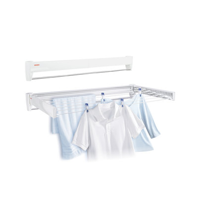 Leifheit Telefix 100 Wall-Mounted Retractable Clothes Drying Rack with 8 Rods