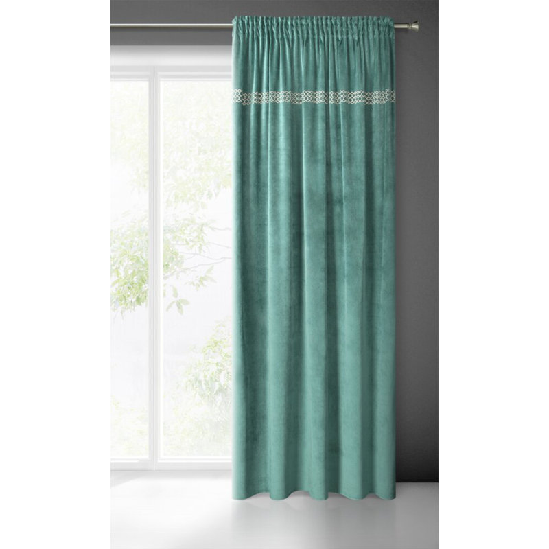 Jovita Polyester Blackout Eyelet Curtain Panel, Green