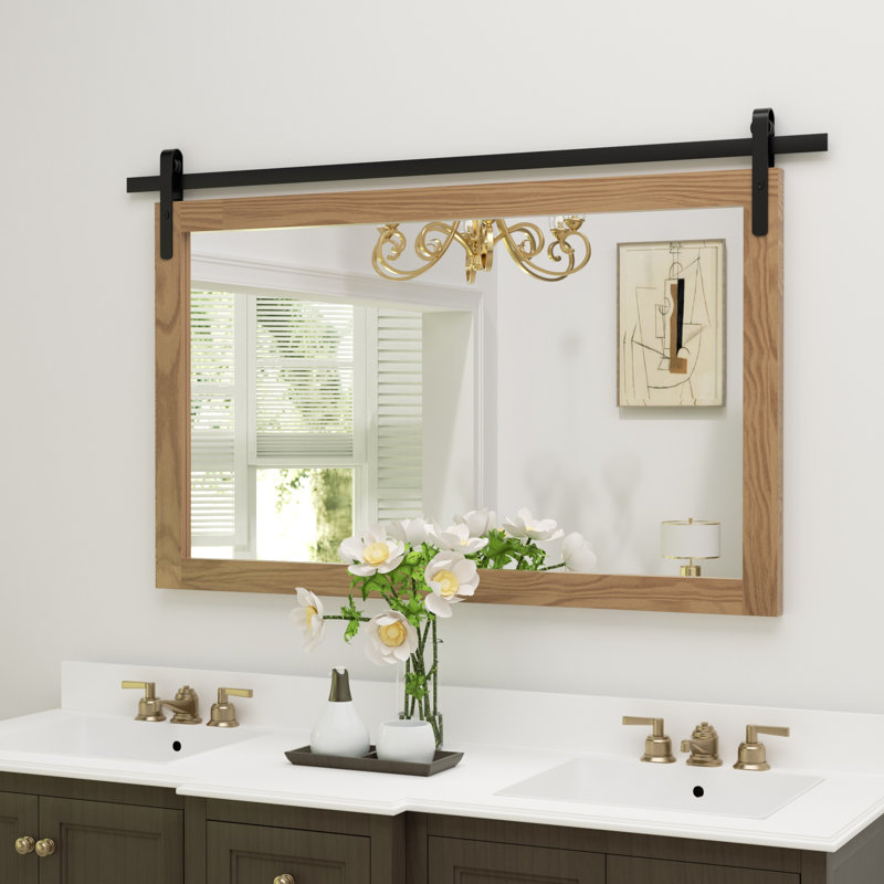 Miroir d'appoint mural rectangulaire, Brun rustique, 26 po x 40 po