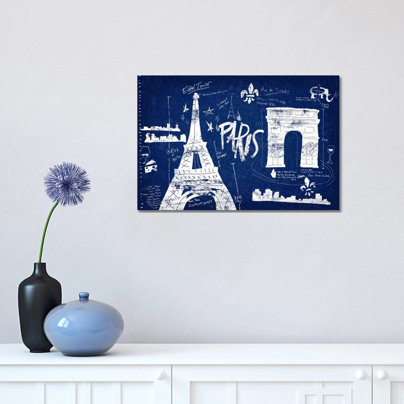 Paris Blue 1 Piece Wrapped Canvas Painting, 30.48 cm H x 45.72 cm W
