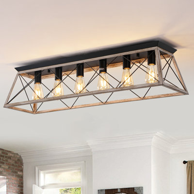 Metal Flush Mount Rectangular Ceiling Light
