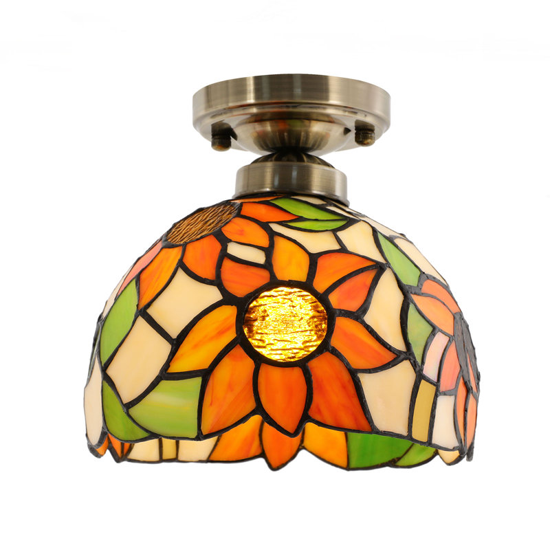 Plafonnier Tiffany, lampe encastrée en verre
