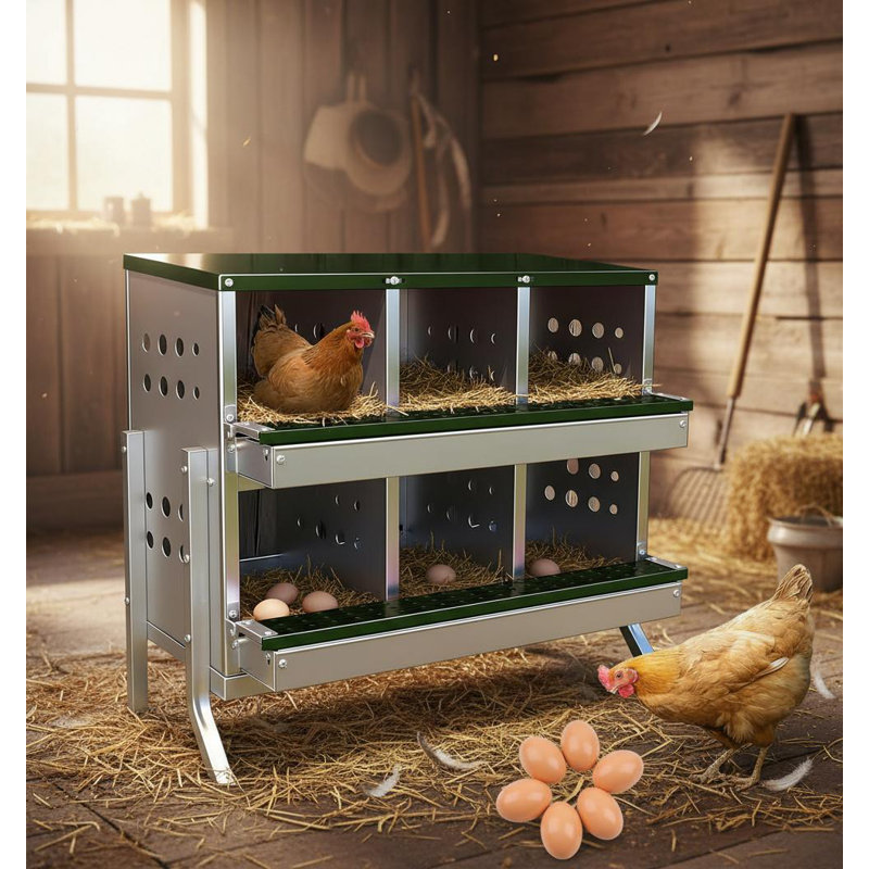Boîtes gigognes à poulet, avec 6 compartiments, Gris/vert