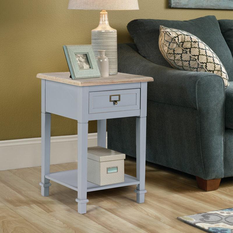  Table de chevet et table de bout en bois massif l 15,9 po Spooner, Gris / naturel