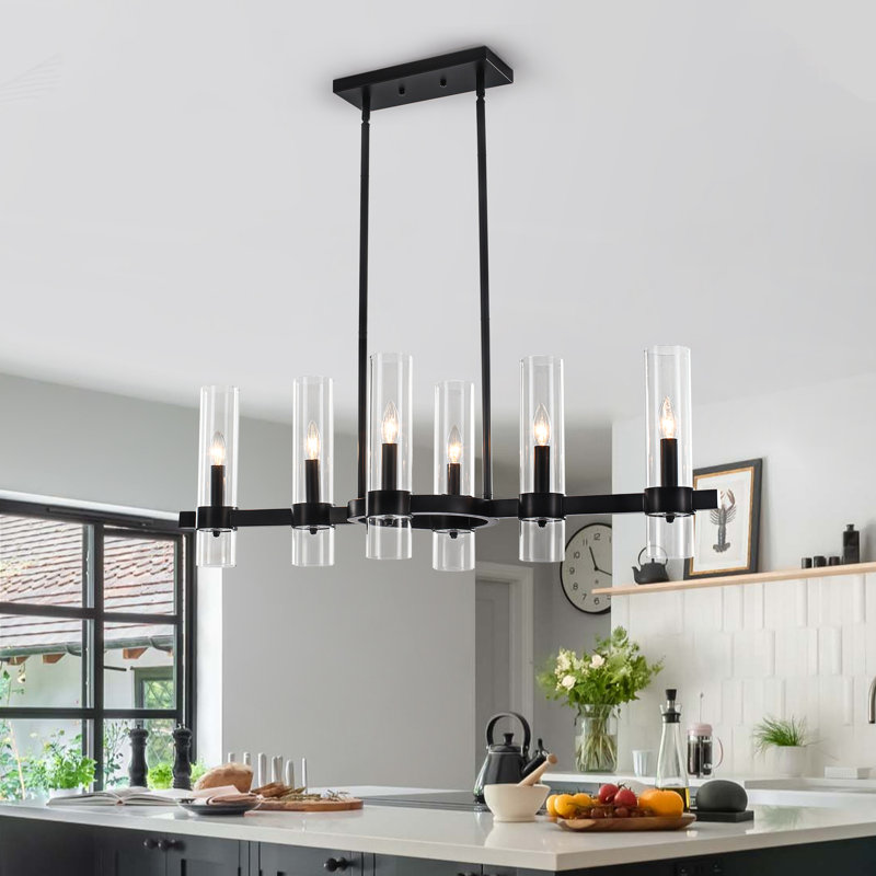 Lustre linéaire 6 lumières pour îlot de cuisine